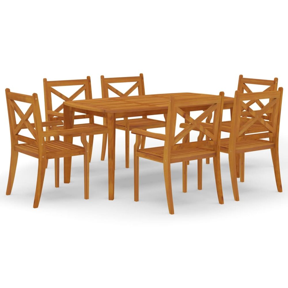 Ensemble à manger de jardin 7 pcs bois d'acacia solide