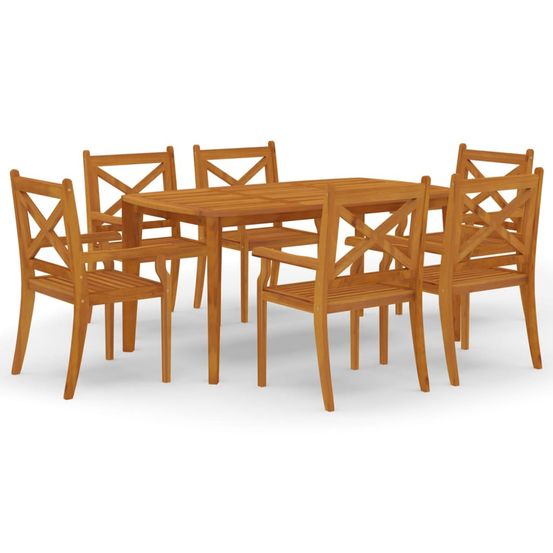 Ensemble à manger de jardin 7 pcs bois d'acacia solide