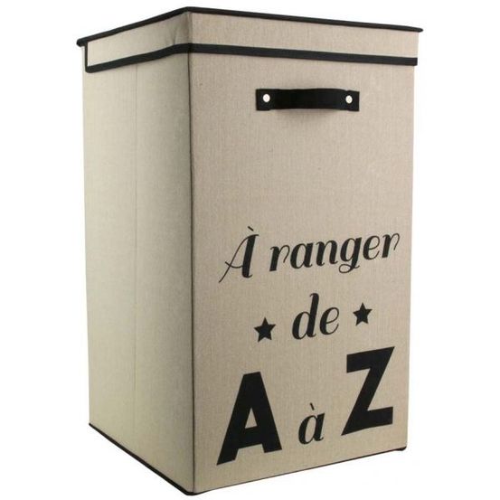 Panier à linge pliable en tissu 70l famille beige