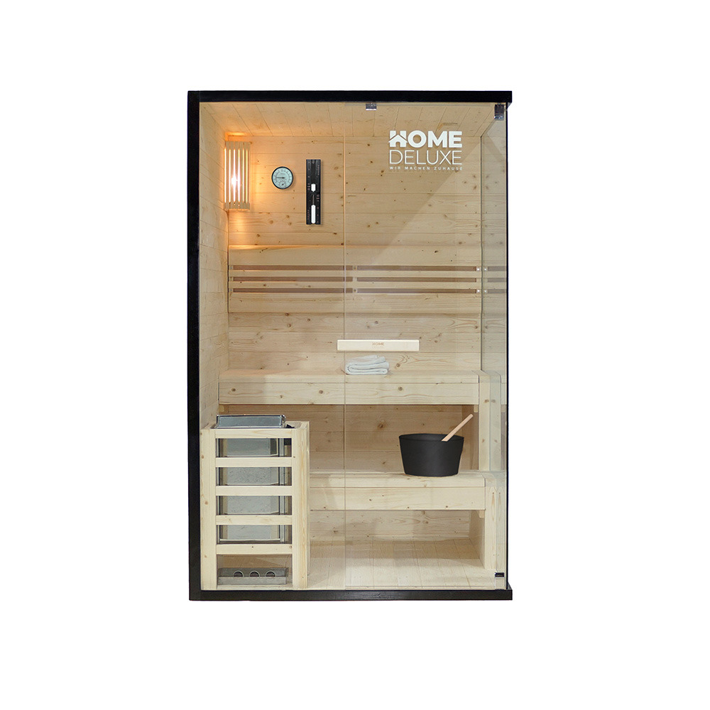 Home deluxe - sauna traditionnel - shadow m - 120 x 120 x 190 cm - pour 2 personnes - bois d'épicéa de haute qualité, poêle et