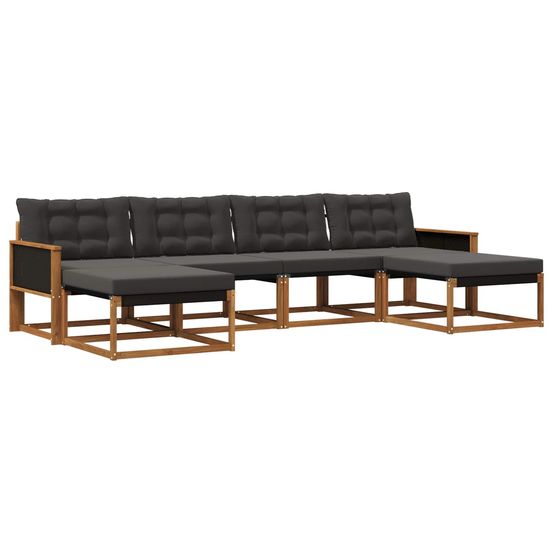 Ensemble de canapés d'extérieur 6 pc naturel et noir