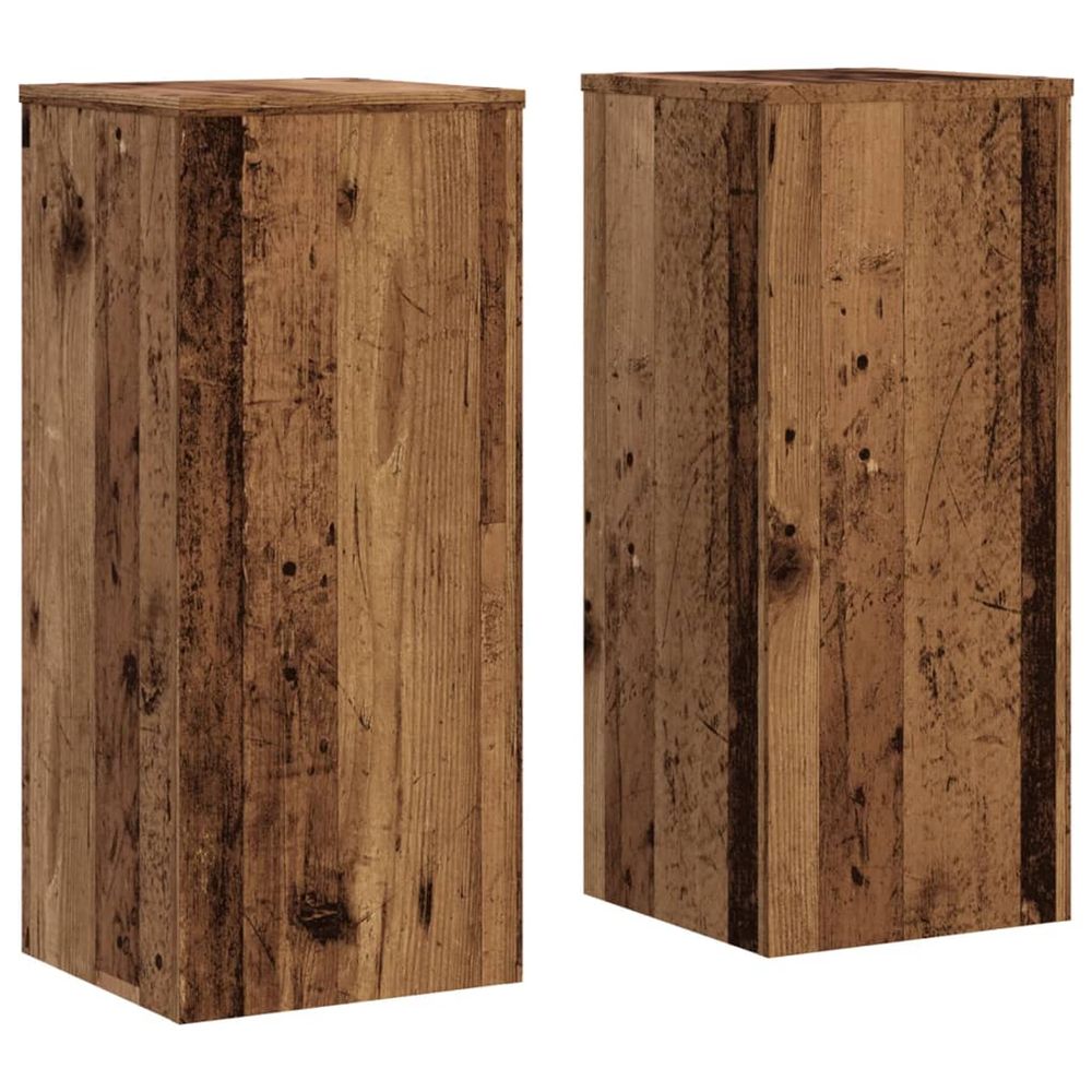 Support de plante 2 pièces bois ancien 30 x 30 x 70 cm