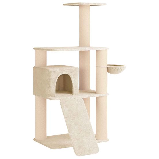 Arbre à chat avec poteaux à griffer en sisal crème 173 cm