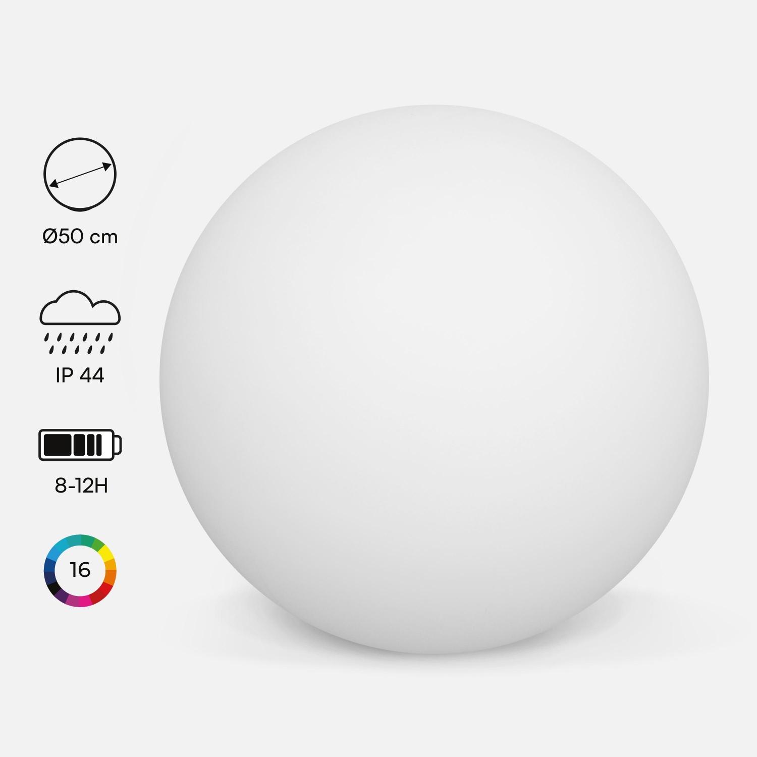 Boule led 50cm - sphère décorative lumineuse. 16 couleurs. Ø 50 cm