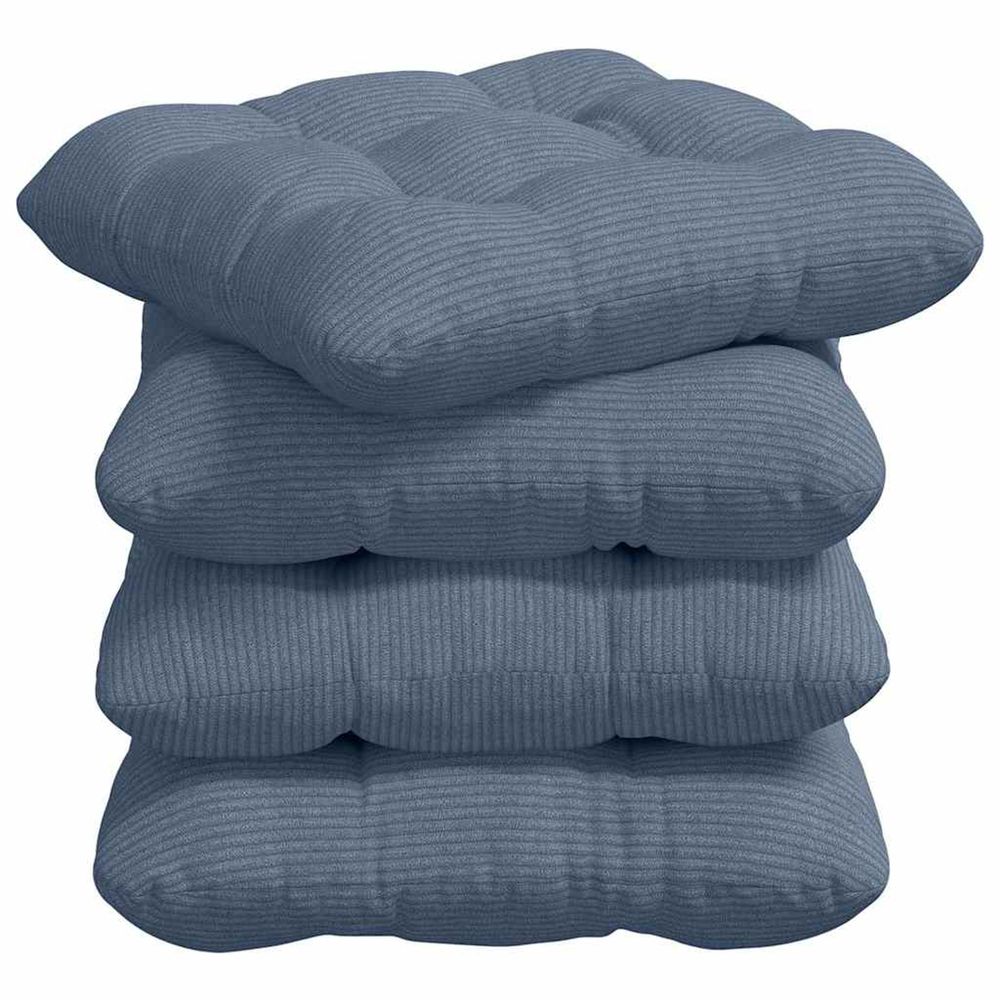 Coussins de siège 4 pc tissu en velours côtelé bleu 40 x 40 cm