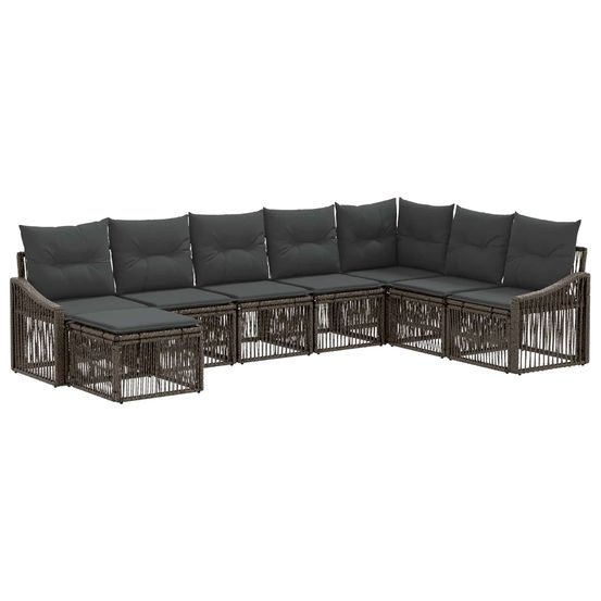 Ensemble de canapé de jardin 8 pc gris polyrotin