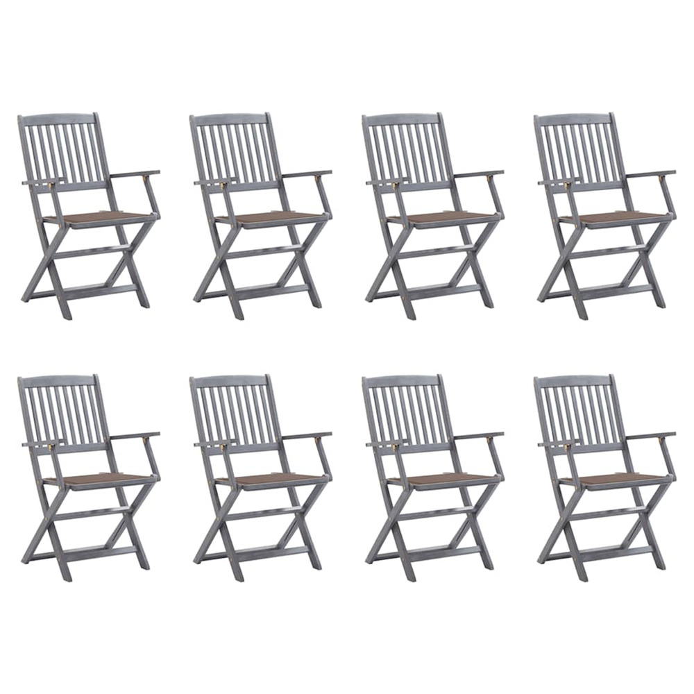 Chaises pliables d'extérieur lot de 8 et coussins bois d'acacia