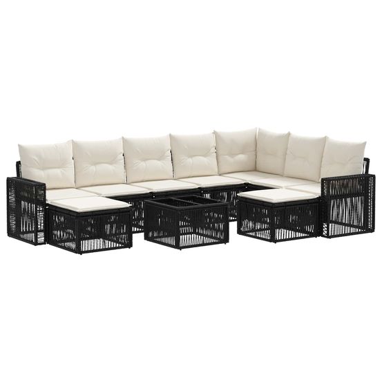 Ensemble de canapé de jardin 10 pc noir et blanc crème