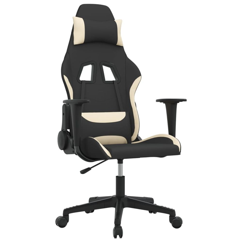 Chaise de jeu de massage noir et crème tissu