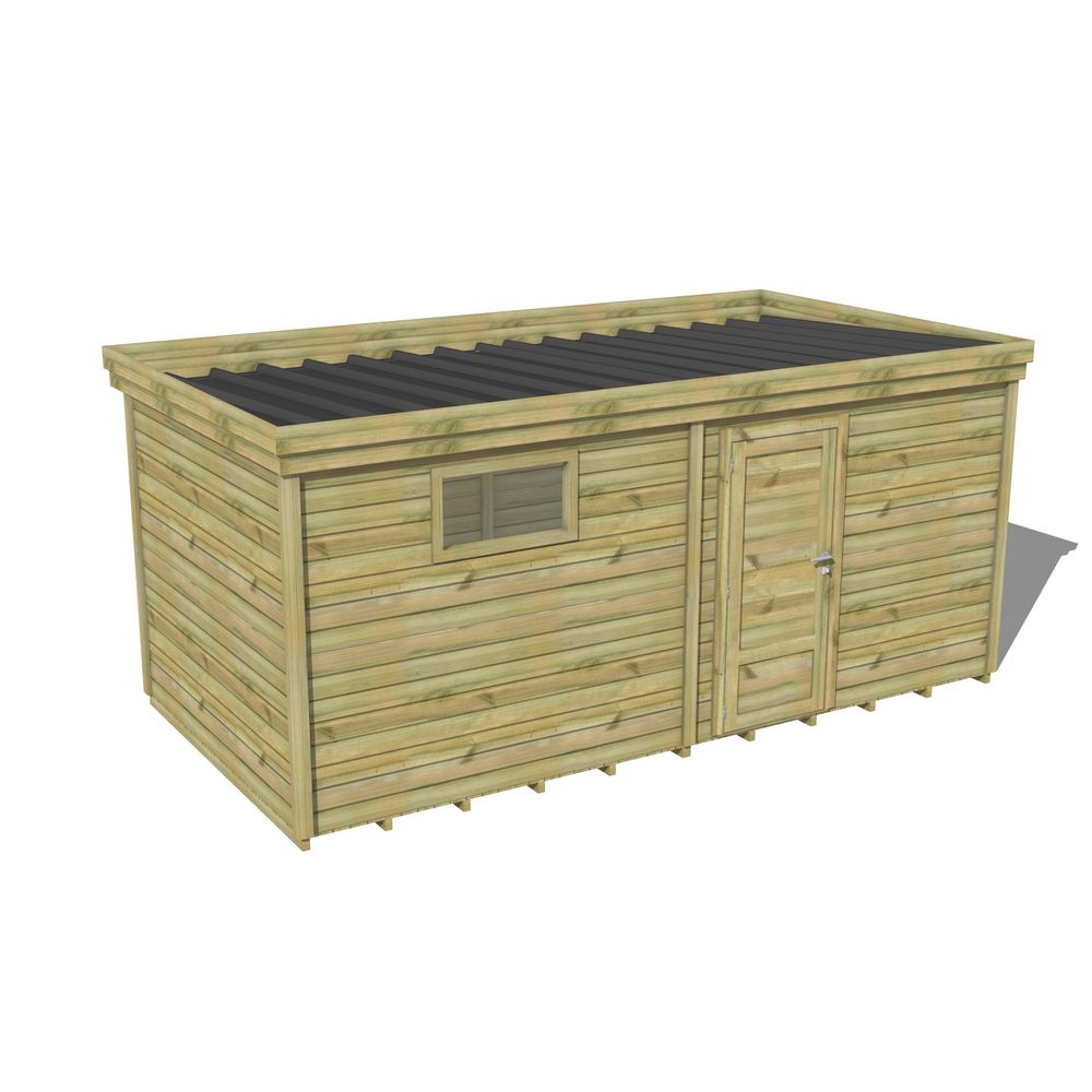 Abri de jardin bois pin traité autoclave 27mm - 5,195x2,64m / 14m2 - bac acier - plancher bois