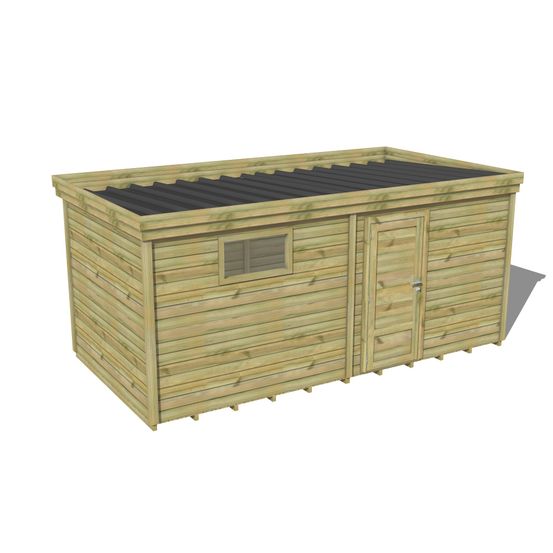 Abri de jardin bois pin traité autoclave 27mm - 5,195x2,64m / 14m2 - bac acier - plancher bois
