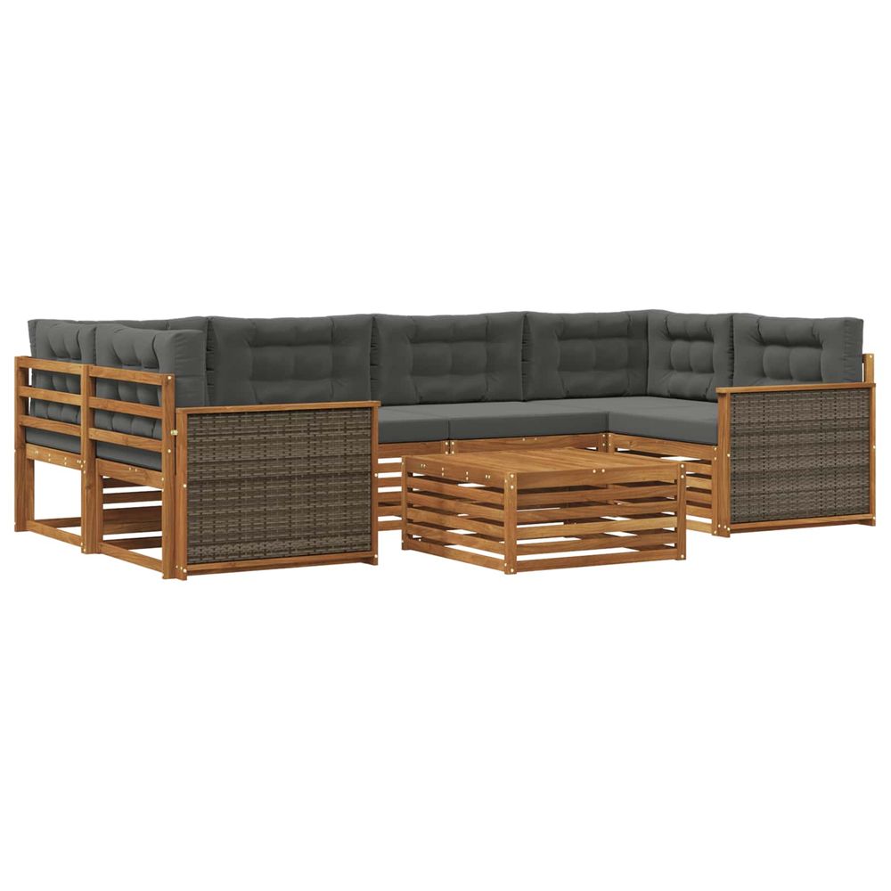 Ensemble de canapés d'extérieur 7 pc naturel et anthracite