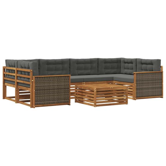 Ensemble de canapés d'extérieur 7 pc naturel et anthracite