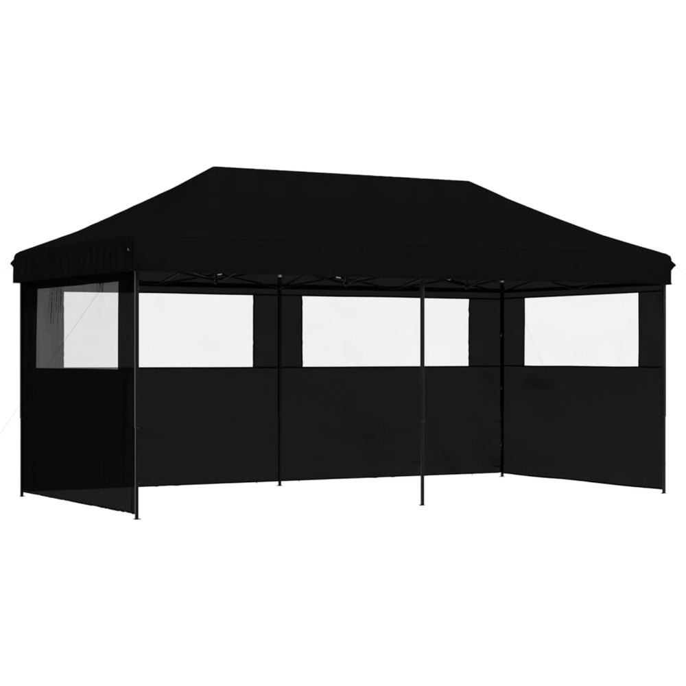 Tente de réception pliable escamotable 3 parois latérales noir