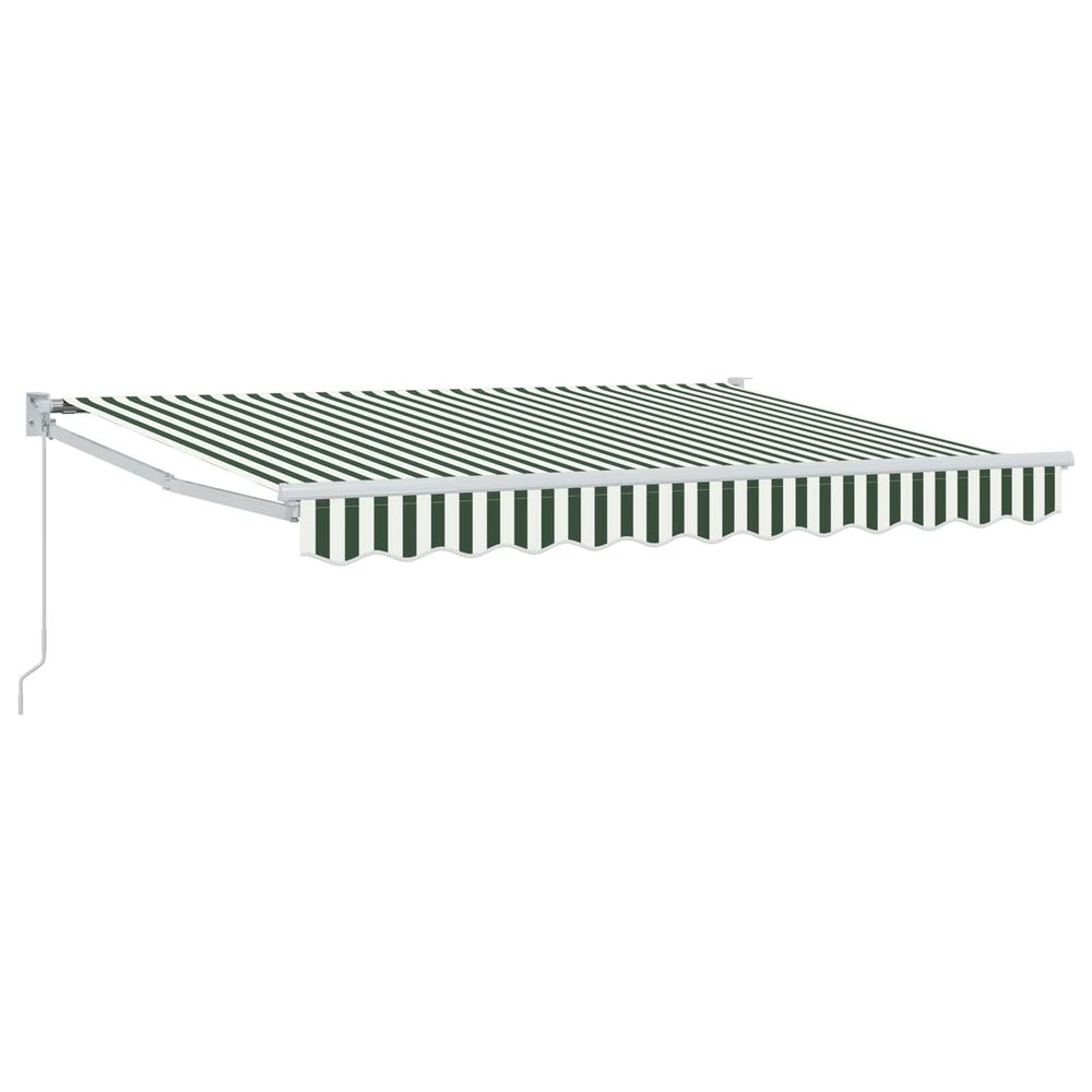 Auvent rétractable vert et blanc 3,5 x 2 m