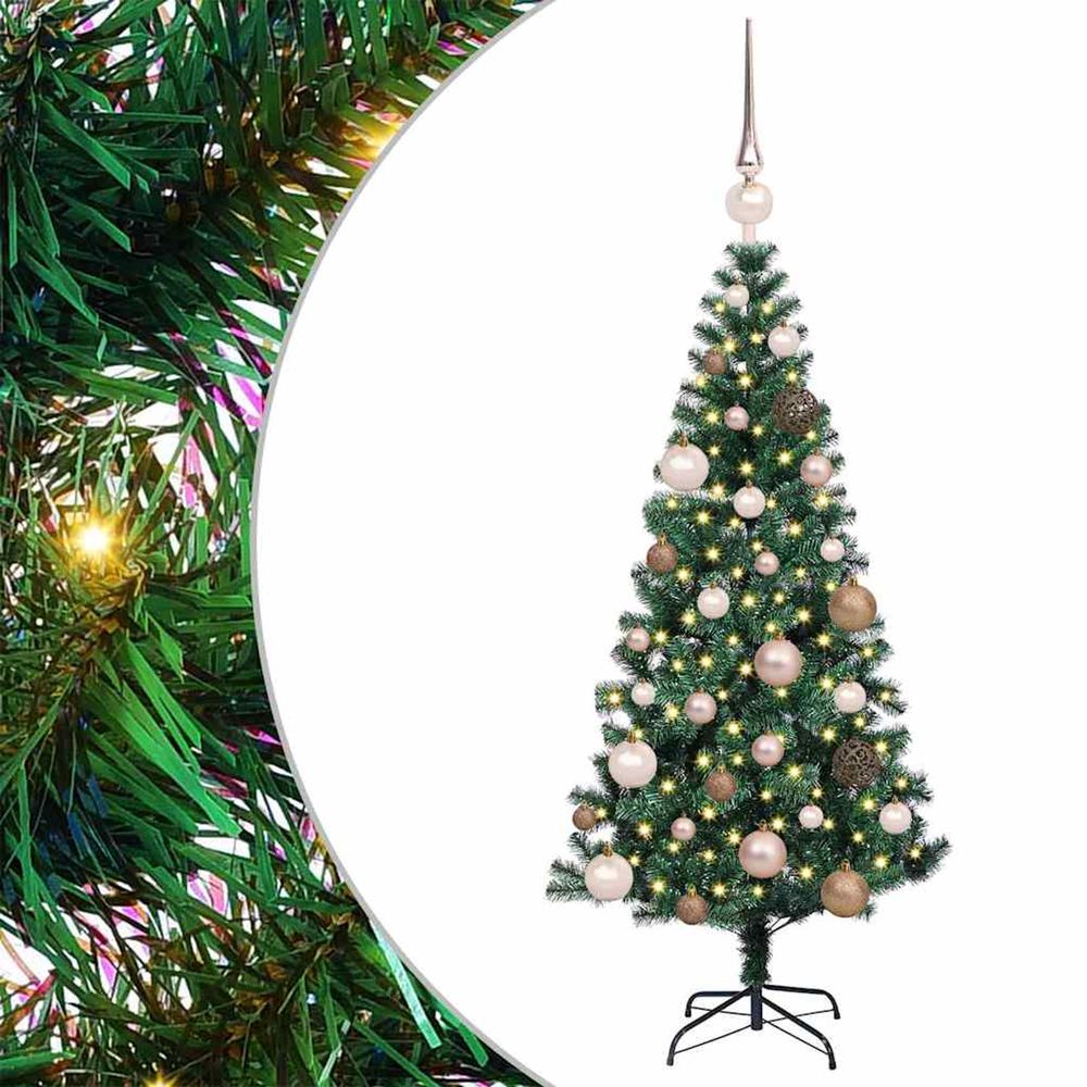 Sapin de noël artificiel pré-éclairé vert 120 cm pvc et métal