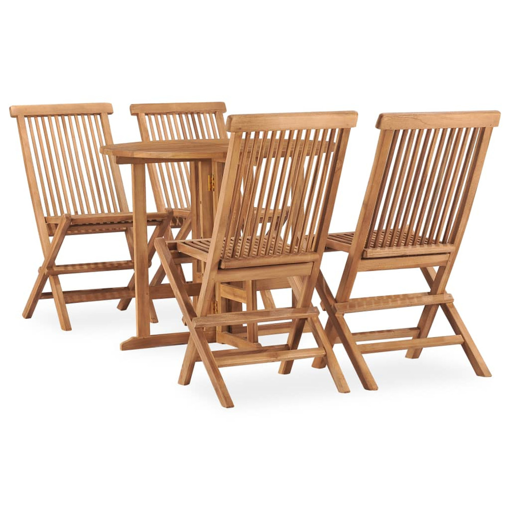 Ensemble à manger d'extérieur pliable 5 pcs bois solide de teck