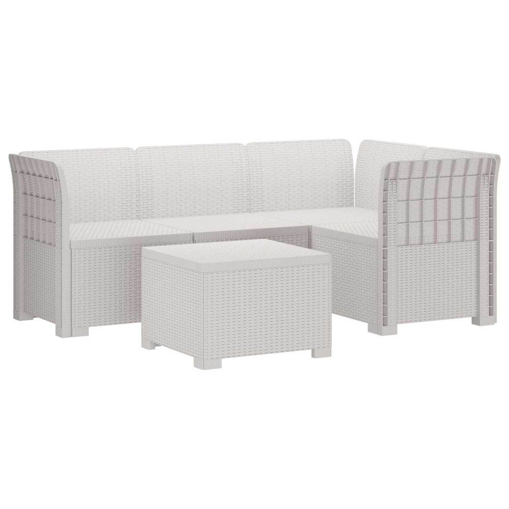 Canapé de jardin 4 places style rotin pp blanc