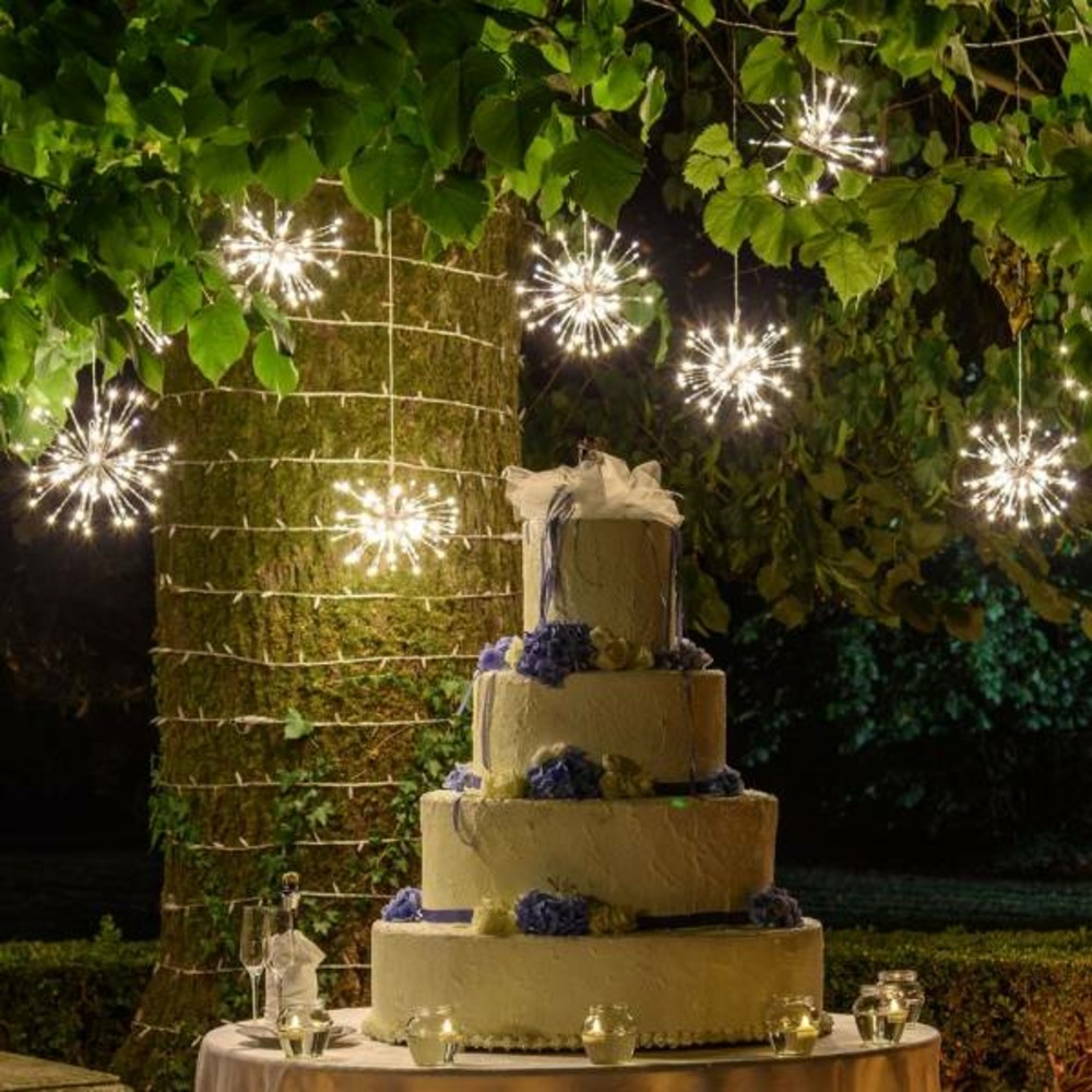 Boule lumineuse à branches argentée 30cm 80 led blanc chaud flash lotti