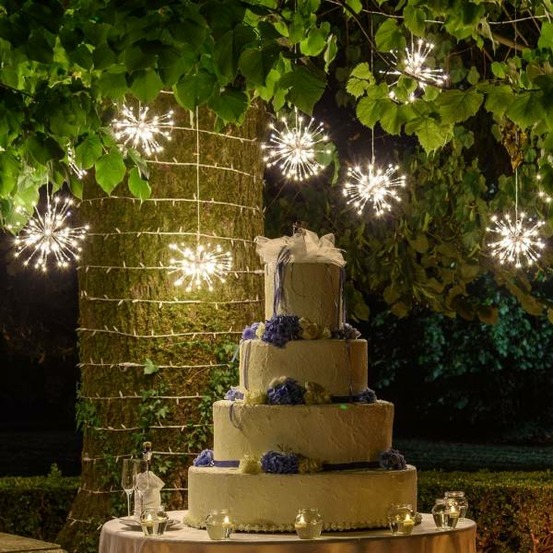 Boule lumineuse à branches argentée 30cm 80 led blanc chaud flash lotti