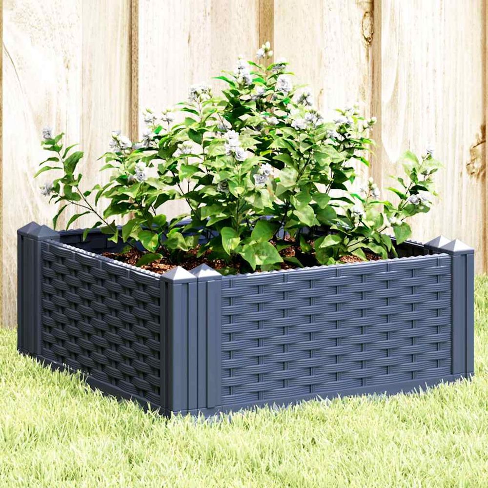 Carré potager modulable pp aspect rotin pour jardin bleu gris 42,5cm