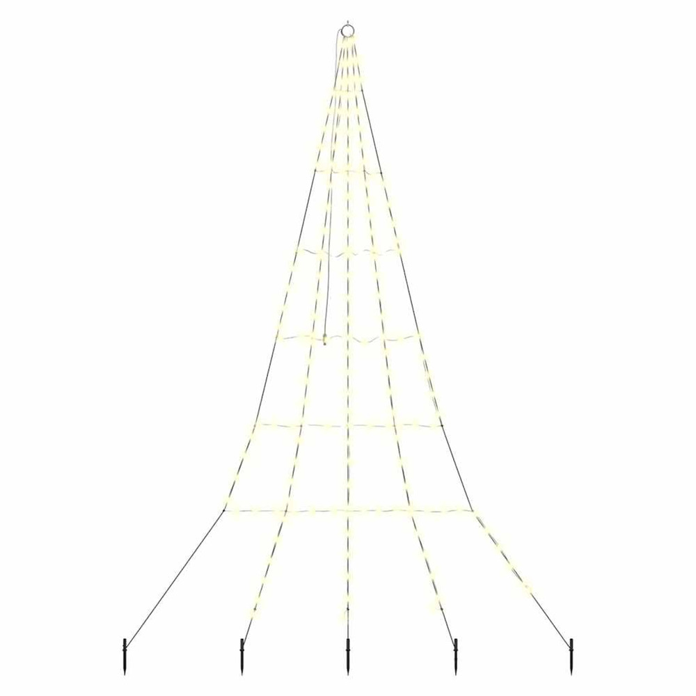 Arbre de noël led avec piquets au sol blanc chaud 306 cm métal