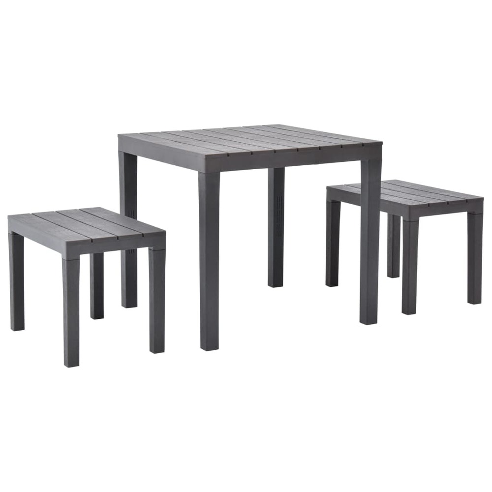 Table de jardin avec 2 bancs plastique marron