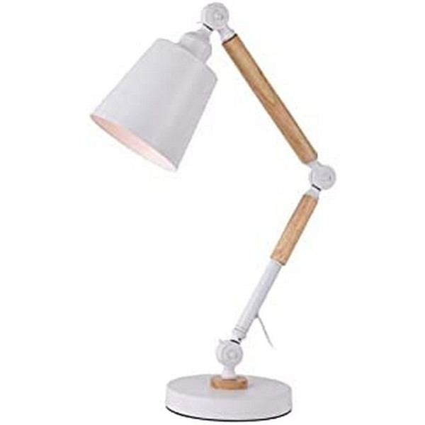 Lampe de bureau  bois blanc métal 60 w (ø 18 x 53 cm)
