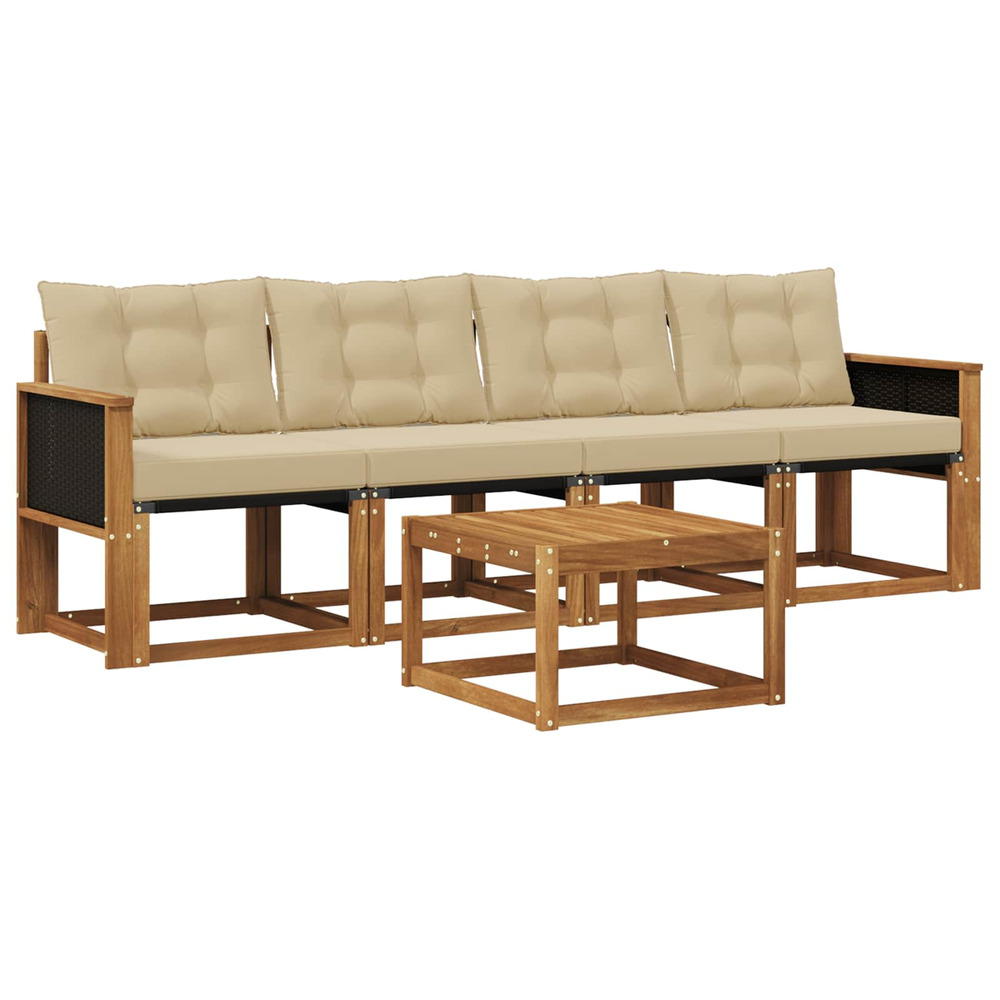 Ensemble de canapés d'extérieur 5 pcs naturel et beige