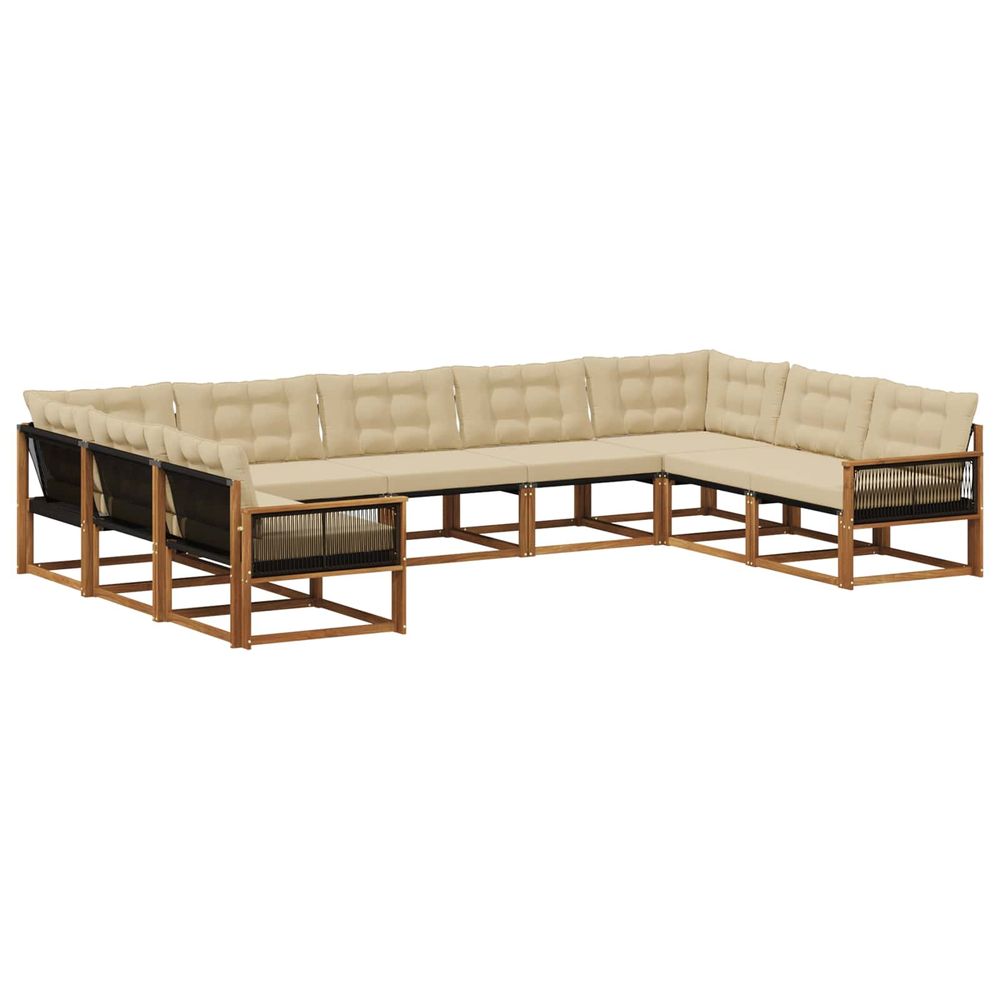 Ensemble de canapés d'extérieur 9 pc naturel et beige