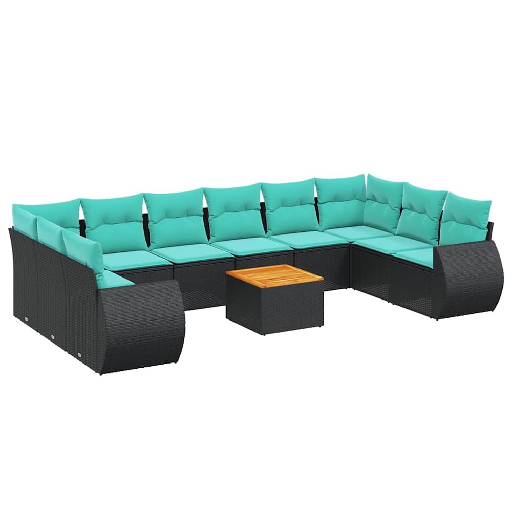 Ensemble de canapé de jardin 11 pcs avec coussins noir
