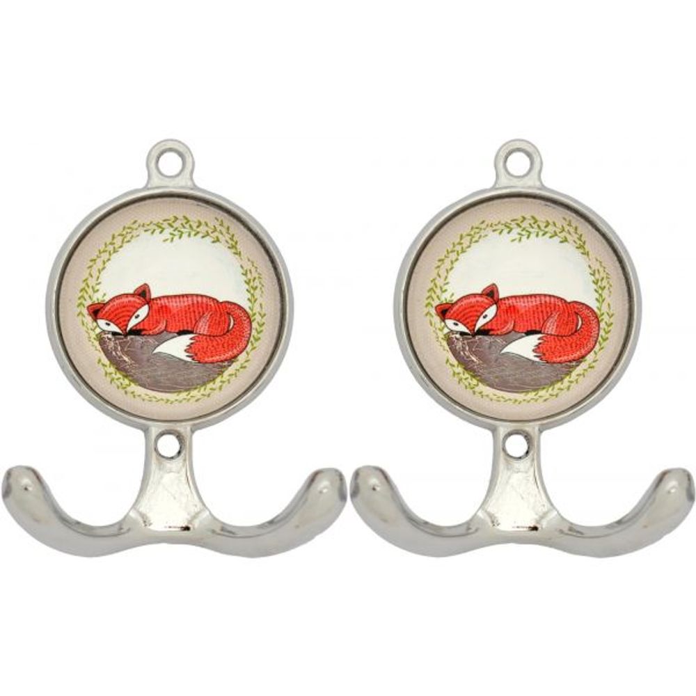 Patère en métal et céramique fox (lot de 2)