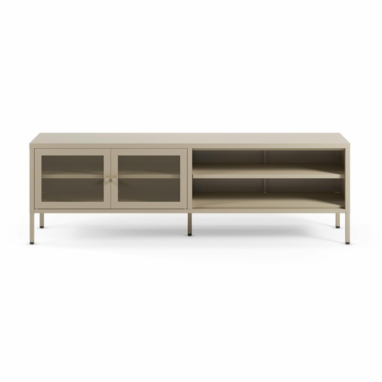 Latem-meuble tv en métal beige 2 portes, 160 cm