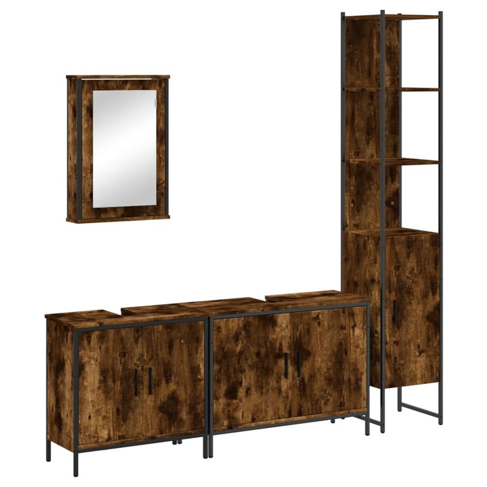 Ensemble de meubles de salle de bain 4 pcs chêne fumé bois