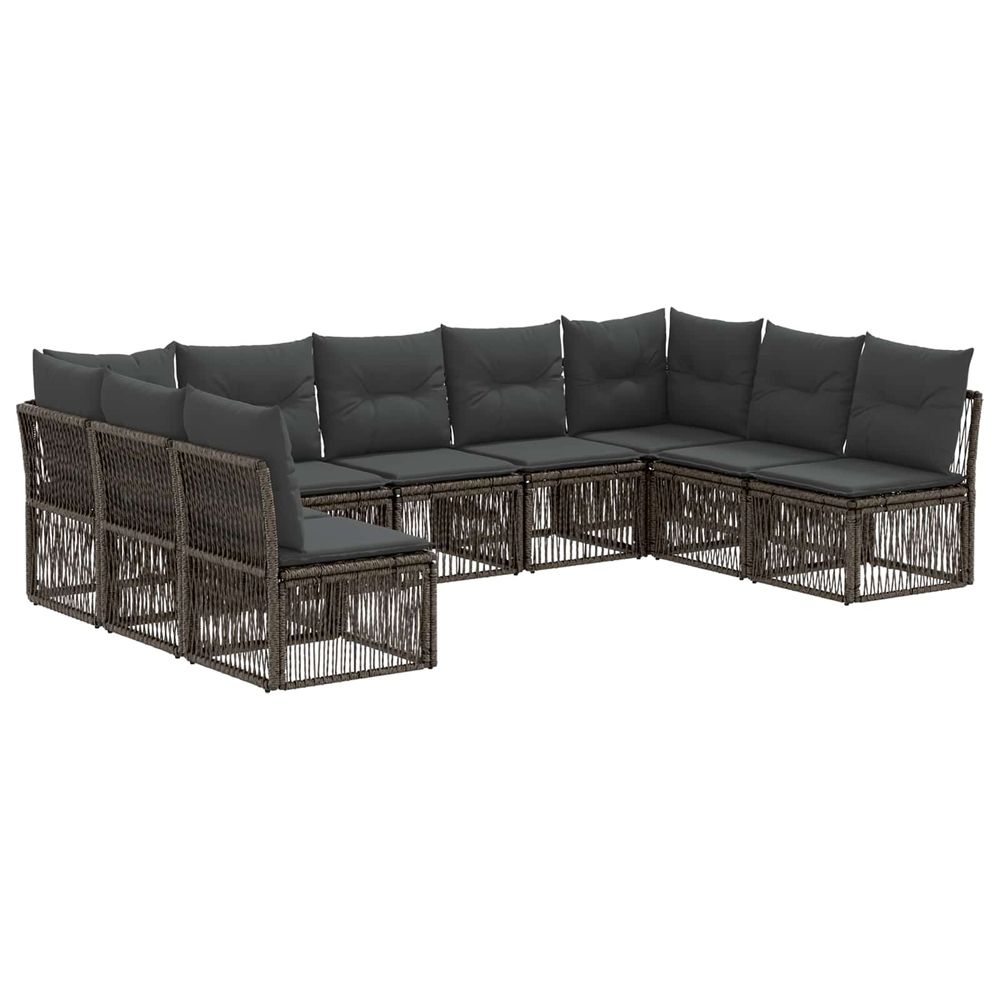 Ensemble de canapé de jardin 9 pc gris polyrotin