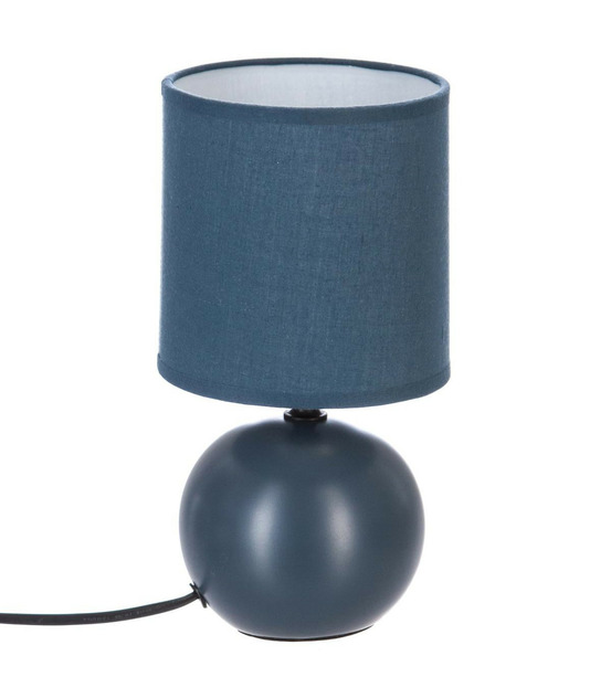Lampe en céramique pied boule bleu mat