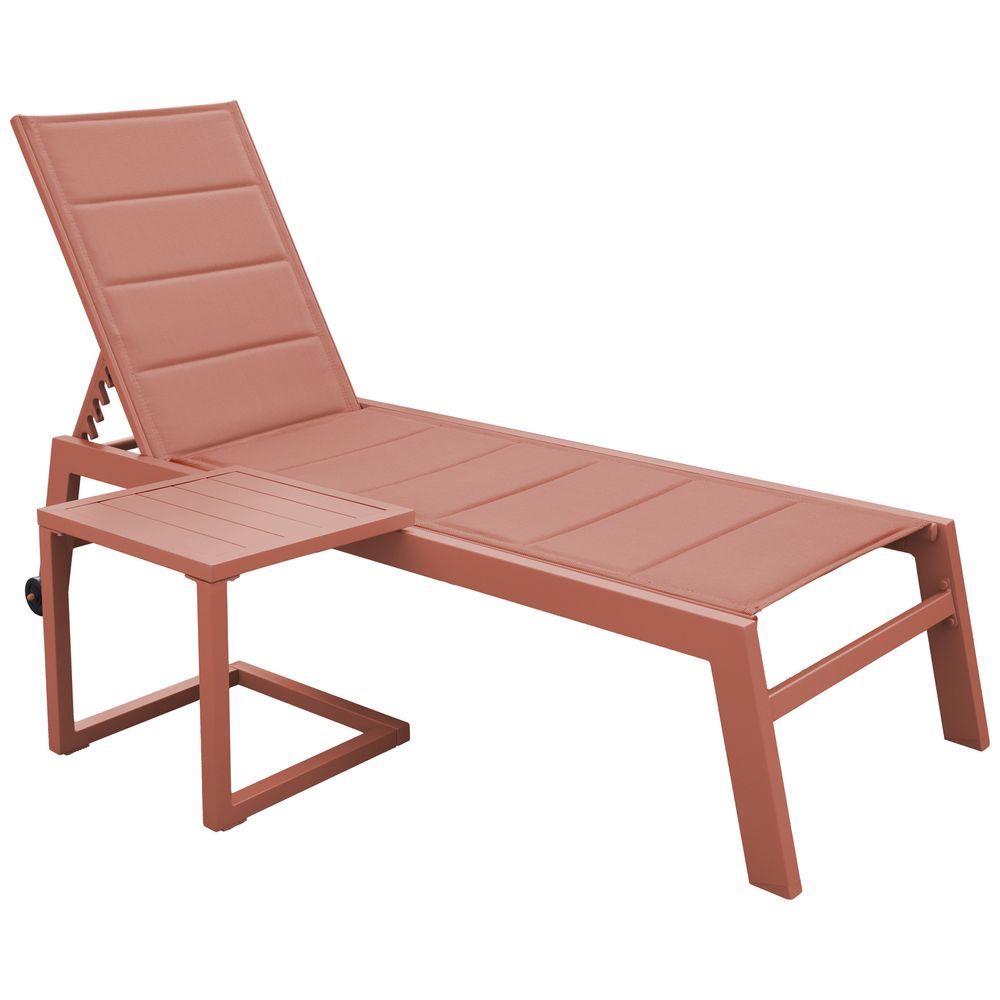 Set transat et table d'appoint barbados textilène et aluminium terracotta