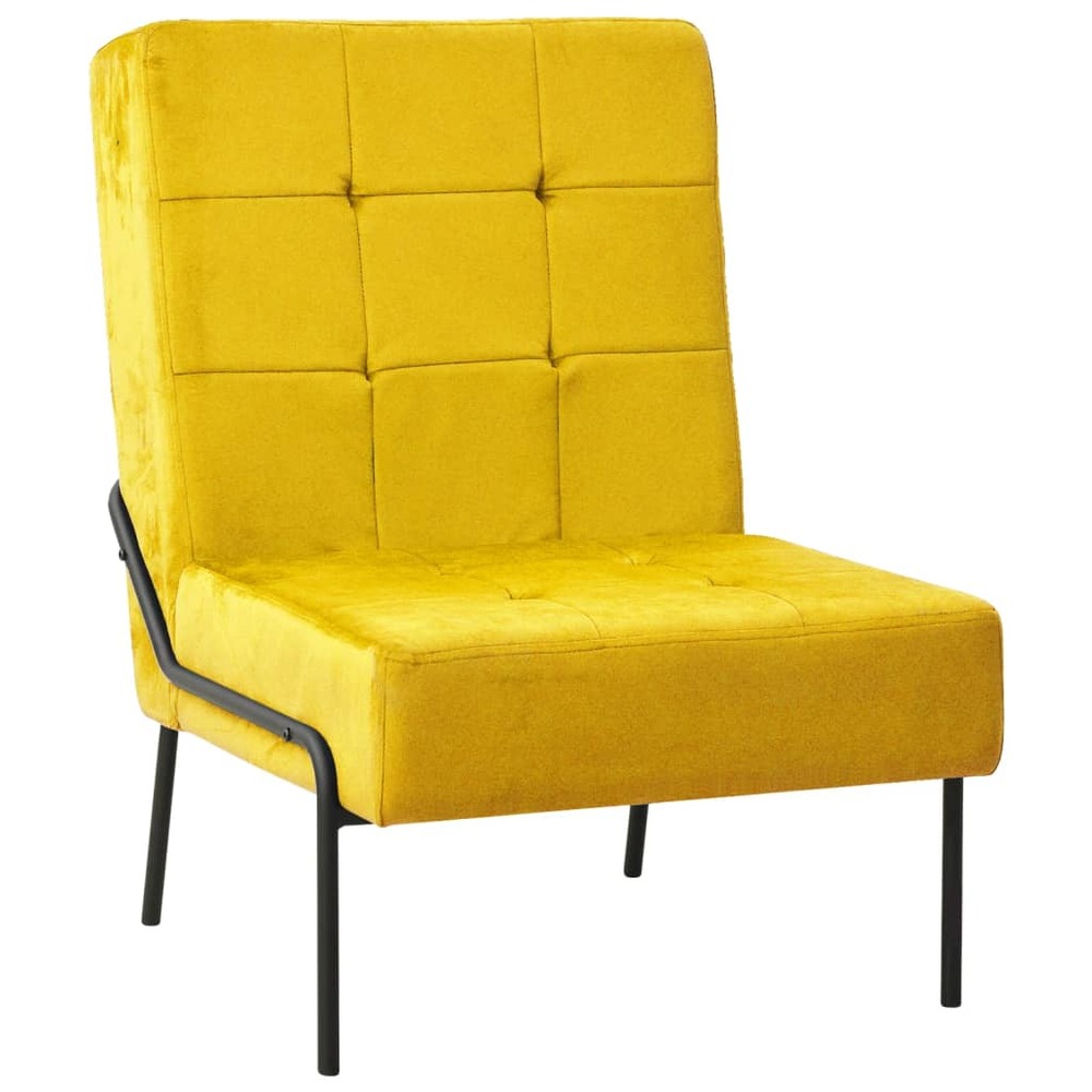 Chaise de relaxation 65x79x87 cm jaune moutarde velours