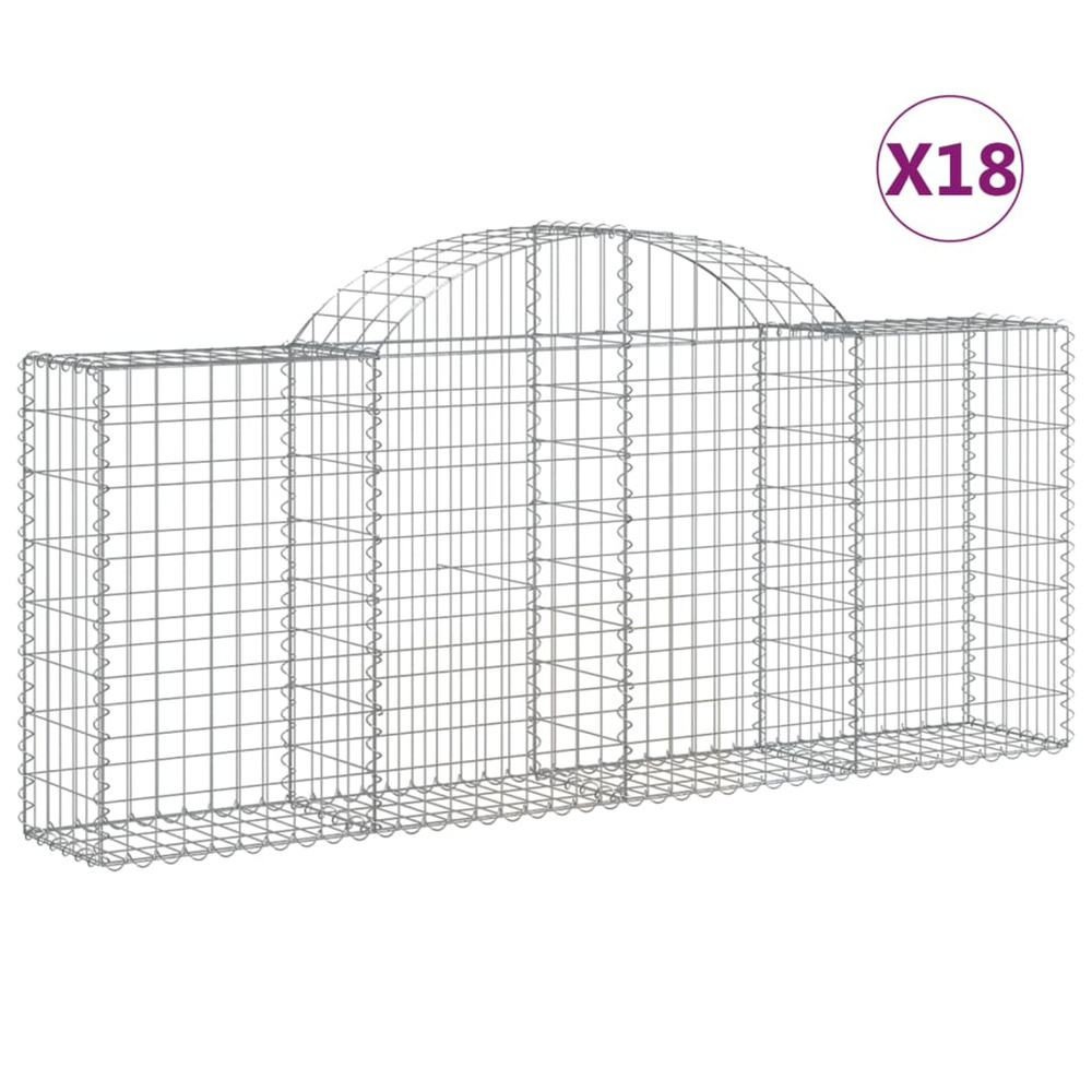 Paniers à gabions arqués 18 pcs 200x30x80/100 cm fer galvanisé