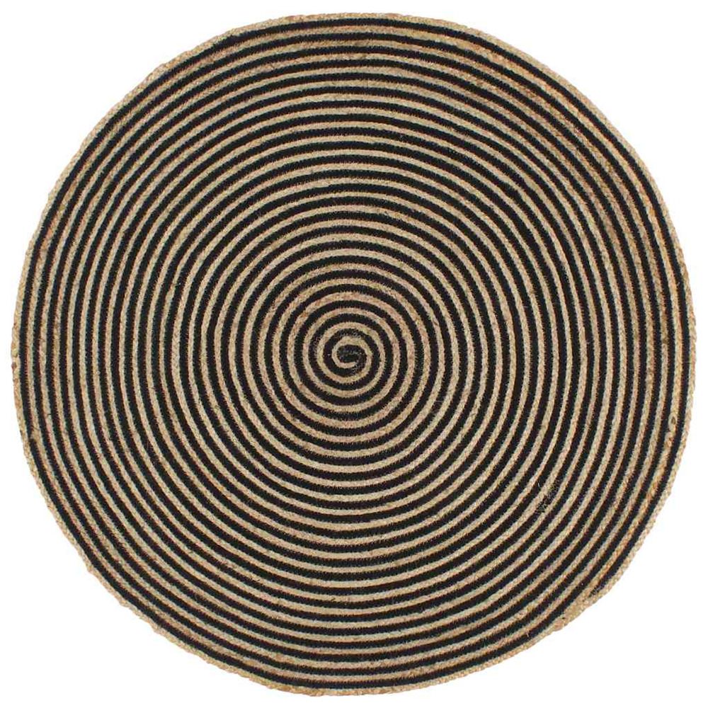 Tapis fait main Jute spirale Noir 90cm