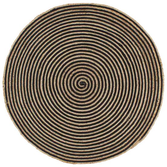 Tapis fait main Jute spirale Noir 90cm