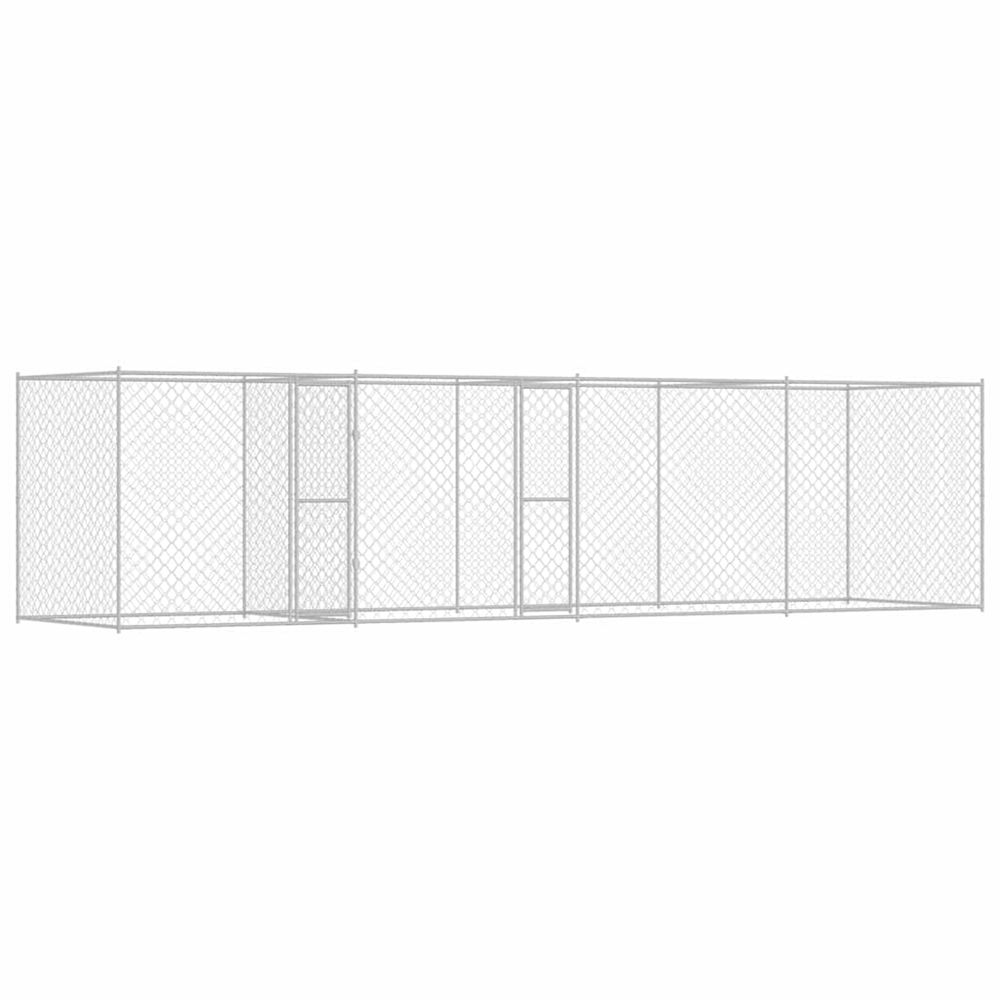 Cage pour chien argenté 600 x 200 x 200 cm acier galvanisé