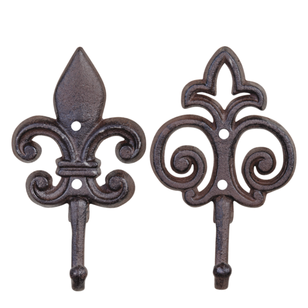 Lot de 2 crochets portemanteau en fonte