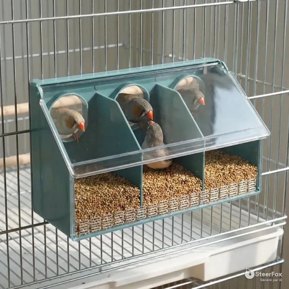 Mangeoire de cage 3 compartiments pour pigeons 25 cm