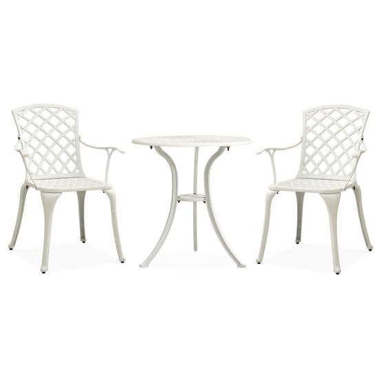 Ensemble de bistro 3 pcs aluminium coulé blanc