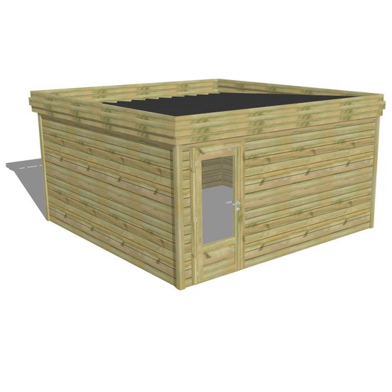 Abri de jardin bois pin traité autoclave 27mm - 4,34x4,34m / 19m2 - bac acier - abri français