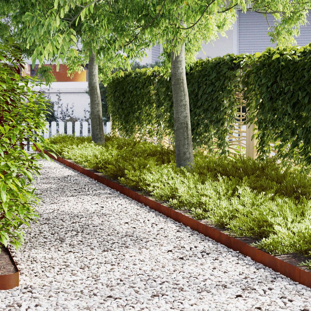 Bordure jardin acier patiné aménagement extérieur séparation 50pcs 100x15cm rouillé