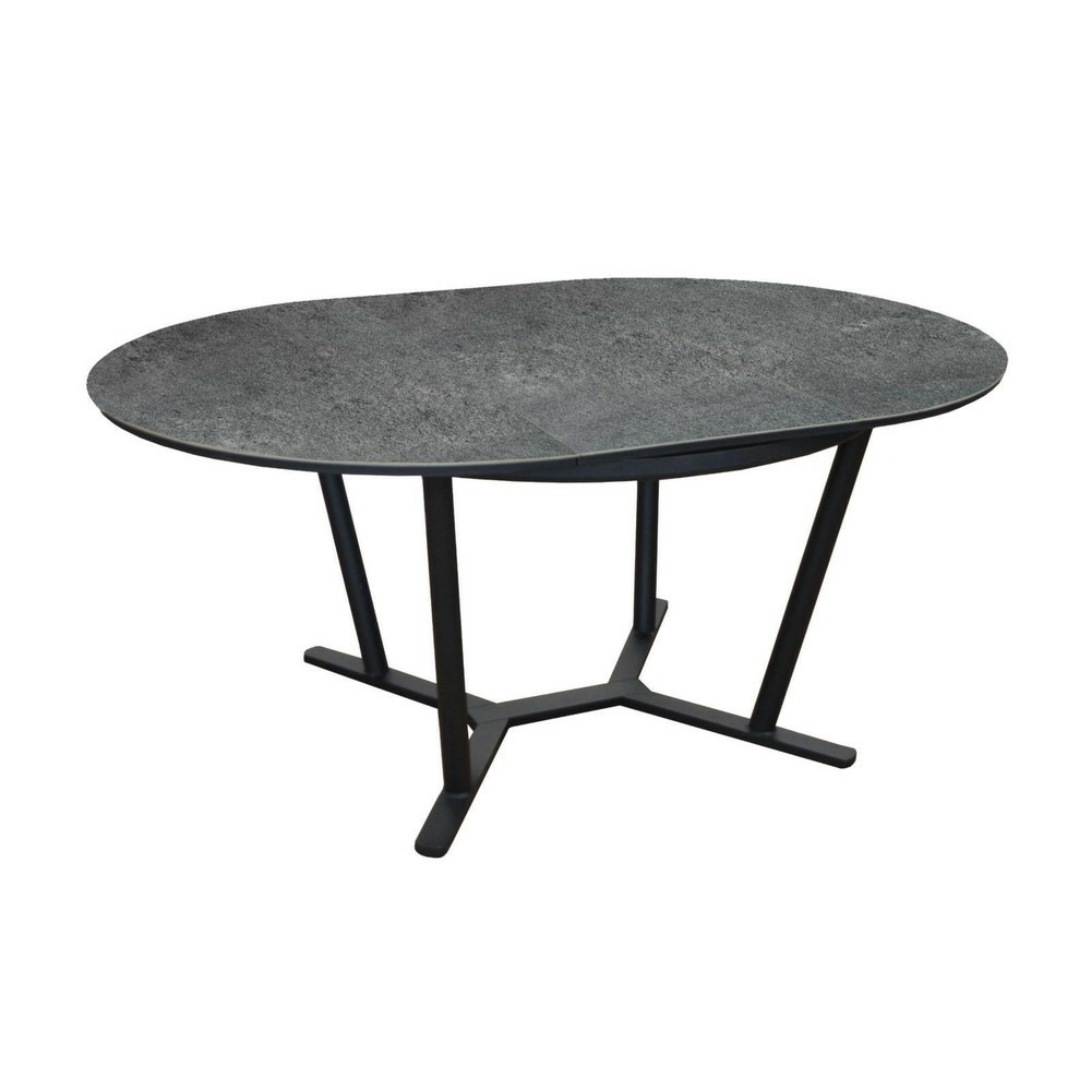 Table de jardin ronde valenza en aluminium 125/175 cm - plateau spc - graphite/girs