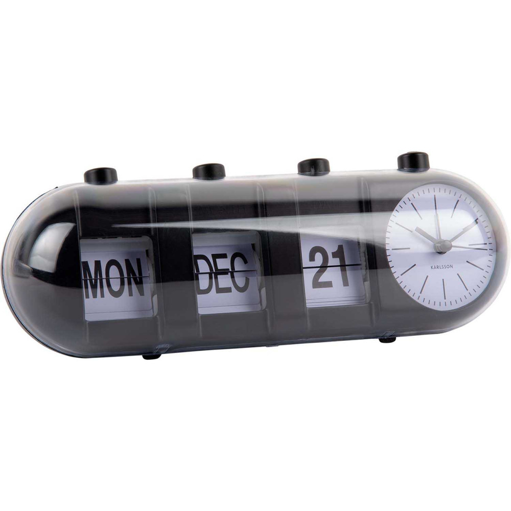 Réveil retro tube calendar flip noir