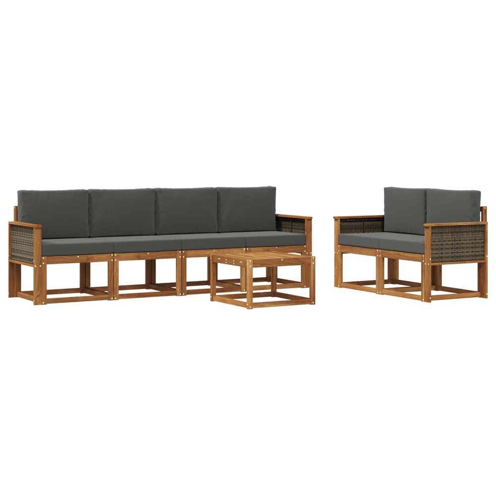 Ensemble de canapés d'extérieur 6 pcs naturel et anthracite